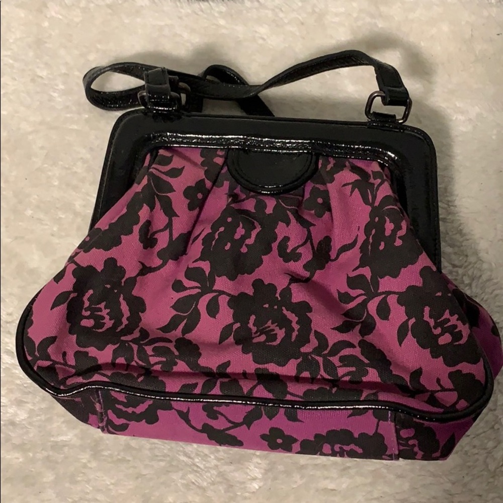 Women’s small purple floral handbag